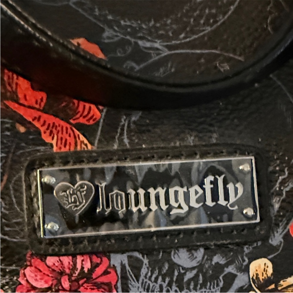 Loungefly Black and Red Floral Backpack